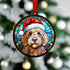 Labradoodle Golden in Santa Hat Suncatcher Decoration